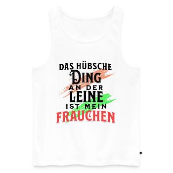 Für Hunde Frauchen ein toller Spruch - Männer Premium Bio Tank Top - Weiß - Vorne - AI Model Male 178 light (178cm)