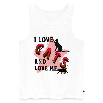 Cats Love Katzenliebe - Männer Premium Bio Tank Top - Weiß - Vorne - AI Model Male 178 light (178cm)