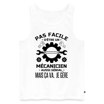 Pas facile d être un mécanicien aussi génial 2 - Débardeur bio Premium Homme - blanc - Devant - AI Model Male 178 light (178cm)