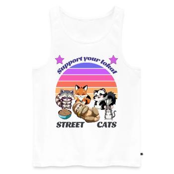 Les chats de rue ont besoin de soutien - Débardeur bio Premium Homme - blanc - Devant - AI Model Male 178 light (178cm)