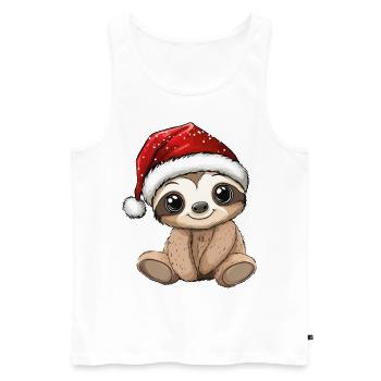 Sloth Christmas Cute Cute Christmassy - Men's Premium Organic Tank Top - white - Front - AI Model Male 178 light (178cm)