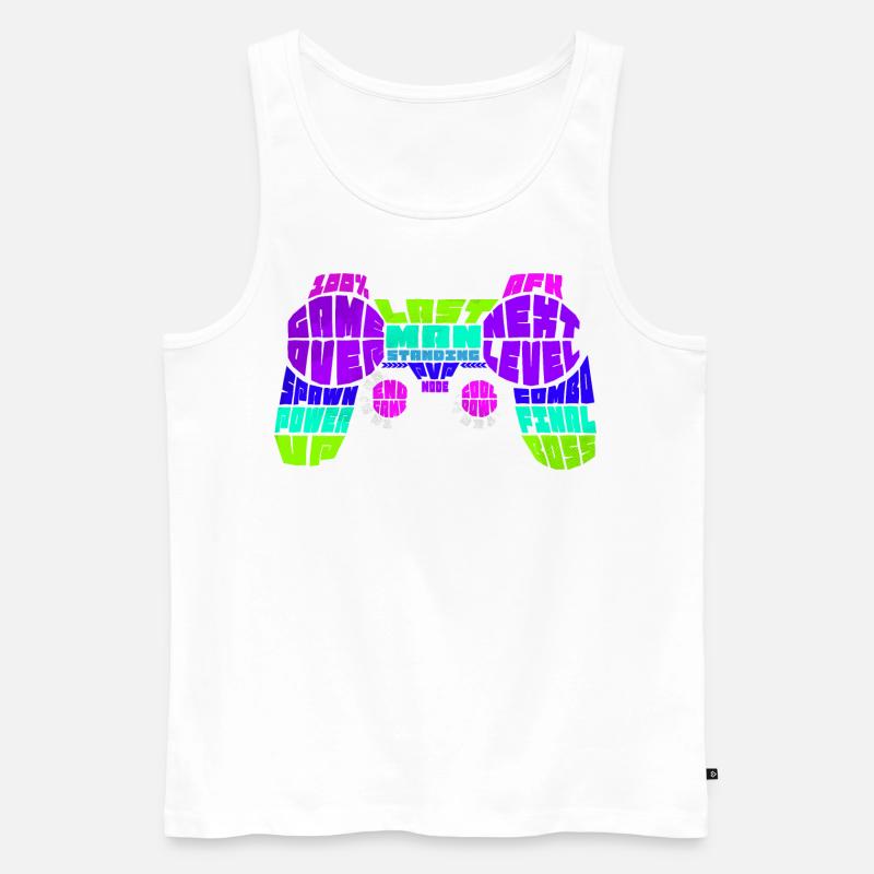 "Gamer Typo Controller" - Männer Premium Bio Tank Top - Weiß