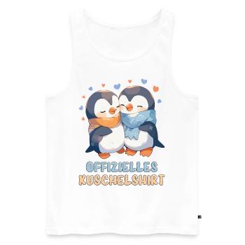 Chemise Câline Officielle Pingouins Amour Coeur Doux - Débardeur bio Premium Homme - blanc - Devant - AI Model Male 178 light (178cm)