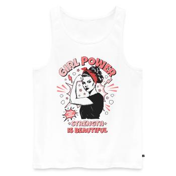 Femme Pop Art Girl Power Girl Power Girl Strong - Débardeur bio Premium Homme - blanc - Devant - AI Model Male 178 light (178cm)