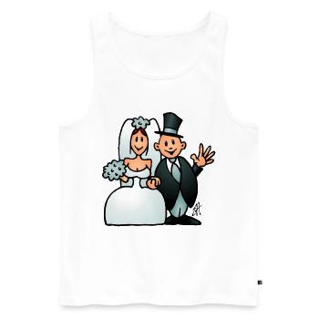 Vintage Wedding Couple Illustration - Men's Premium Organic Tank Top - white - Front - AI Model Male 178 light (178cm)