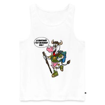la vache en randonnée - Débardeur bio Premium Homme - blanc - Devant - Michal (187cm)