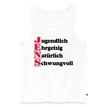 Jens , Vorname,Namensschild,Name,Fun Shirt (25) - Männer Premium Bio Tank Top - Weiß - Vorne - Michal (187cm)