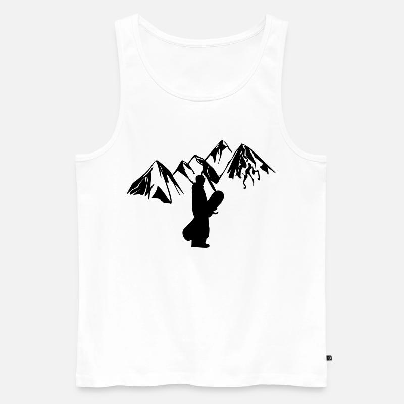 Snowboarder mit Bergen - Männer Premium Bio Tank Top - Weiß