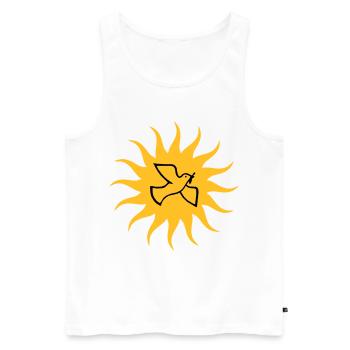 Friedenstaube Sonne - Männer Premium Bio Tank Top - Weiß - Vorne - AI Model Male 178 light (178cm)