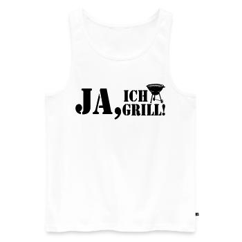 Grillkönig, Grillen, BBQ, Ja ich Grill (25) - Männer Premium Bio Tank Top - Weiß - Vorne - Michal (187cm)