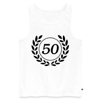 50.Geburtstag ,50 Jahre Jubiläum Lorbeerkranz (25) - Männer Premium Bio Tank Top - Weiß - Vorne - Michal (187cm)
