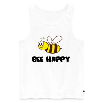bee happy - Männer Premium Bio Tank Top - Weiß - Vorne - AI Model Male 178 light (178cm)