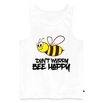 bee happy - Männer Premium Bio Tank Top - Weiß - Vorne - AI Model Male 178 light (178cm)