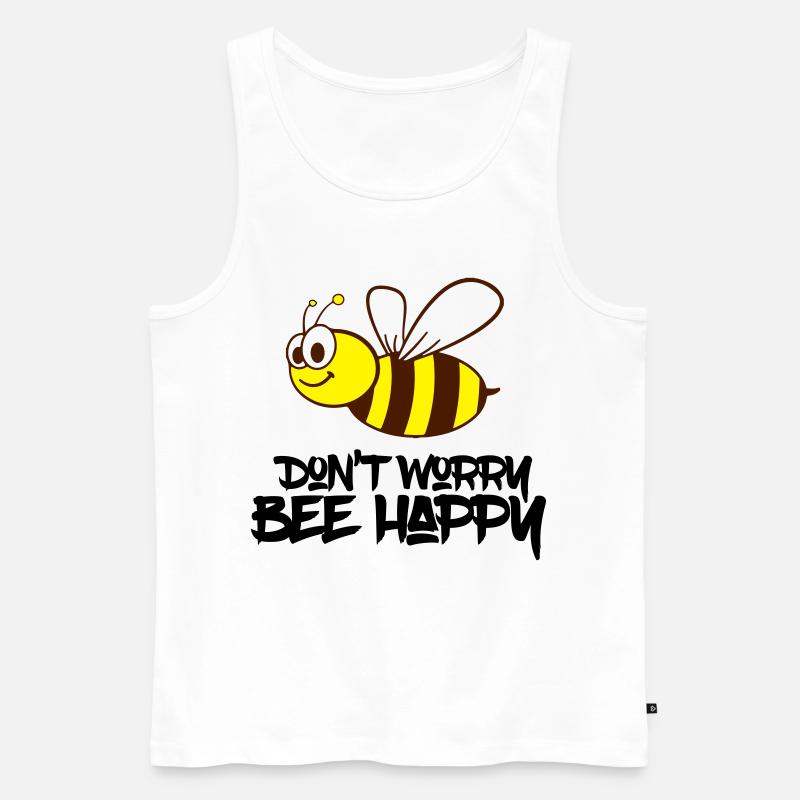 bee happy - Männer Premium Bio Tank Top - Weiß
