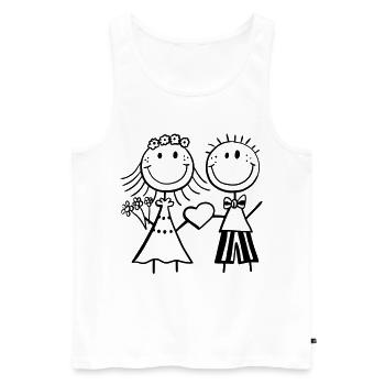 Lustiges Strichmännchen Brautpaar - Hochzeit - Fun - Männer Premium Bio Tank Top - Weiß - Vorne - Michal (187cm)