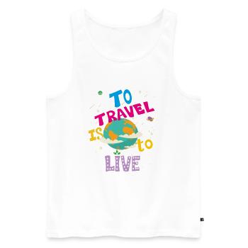 To Travel Is To Live Travel T-shirt - Männer Premium Bio Tank Top - Weiß - Vorne - Michal (187cm)