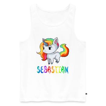 Einhorn Sebastian - Débardeur bio Premium Homme - blanc - Devant - AI Model Male 178 light (178cm)