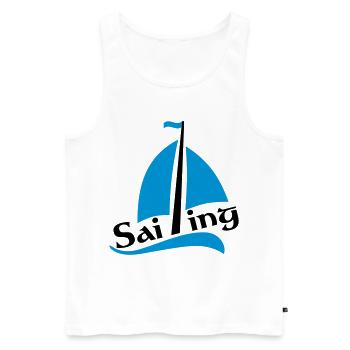 bateau à voile - Débardeur bio Premium Homme - blanc - Devant - AI Model Male 178 light (178cm)