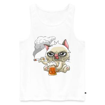 Bad Cat - Männer Premium Bio Tank Top - Weiß - Vorne - AI Model Male 178 light (178cm)