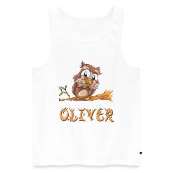 Hibou Oliver - Débardeur bio Premium Homme - blanc - Devant - AI Model Male 178 light (178cm)