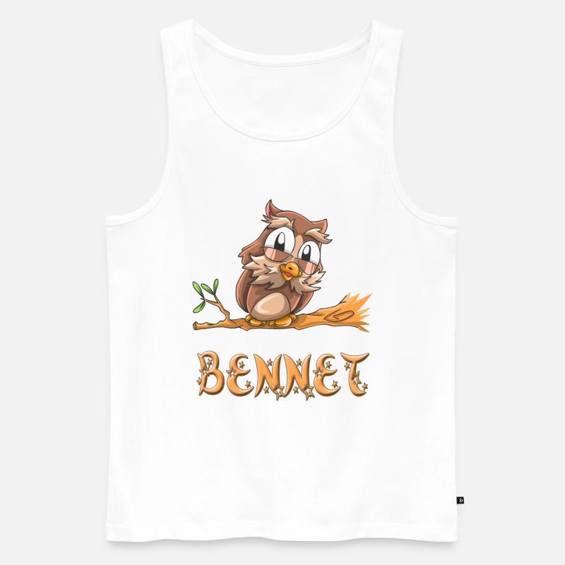 Eule Bennet - Männer Premium Bio Tank Top - Weiß