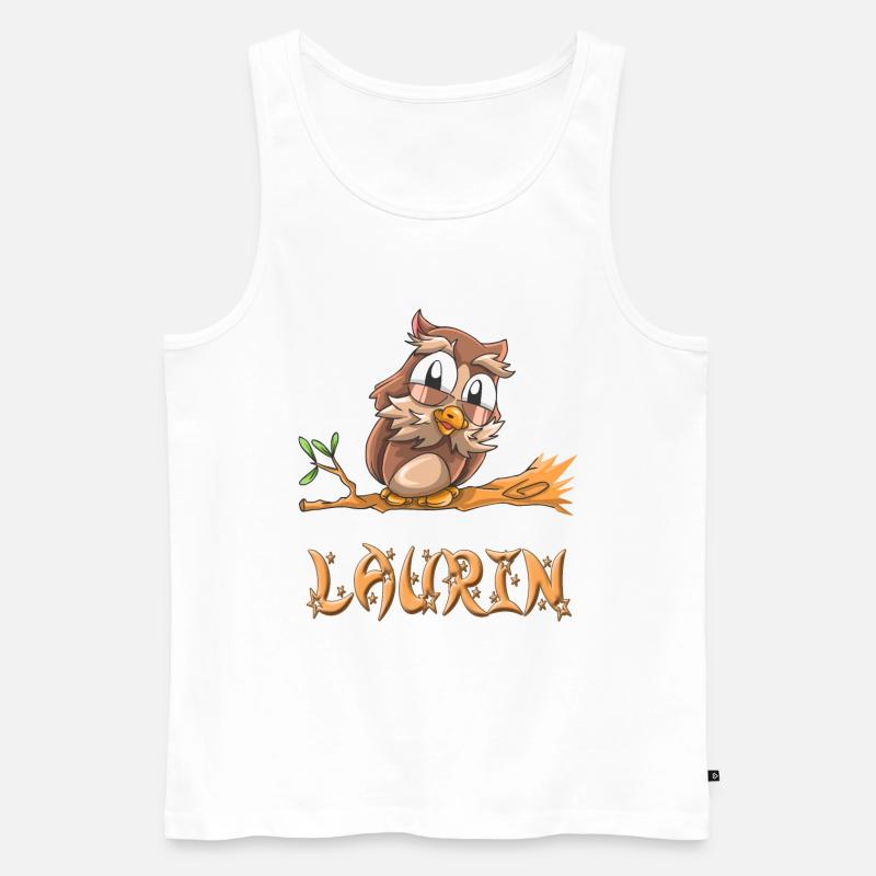 Eule Laurin - Männer Premium Bio Tank Top - Weiß