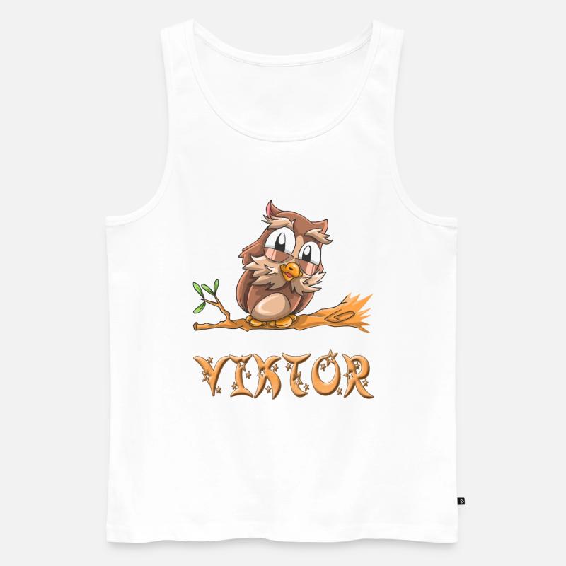 Eule Viktor - Männer Premium Bio Tank Top - Weiß