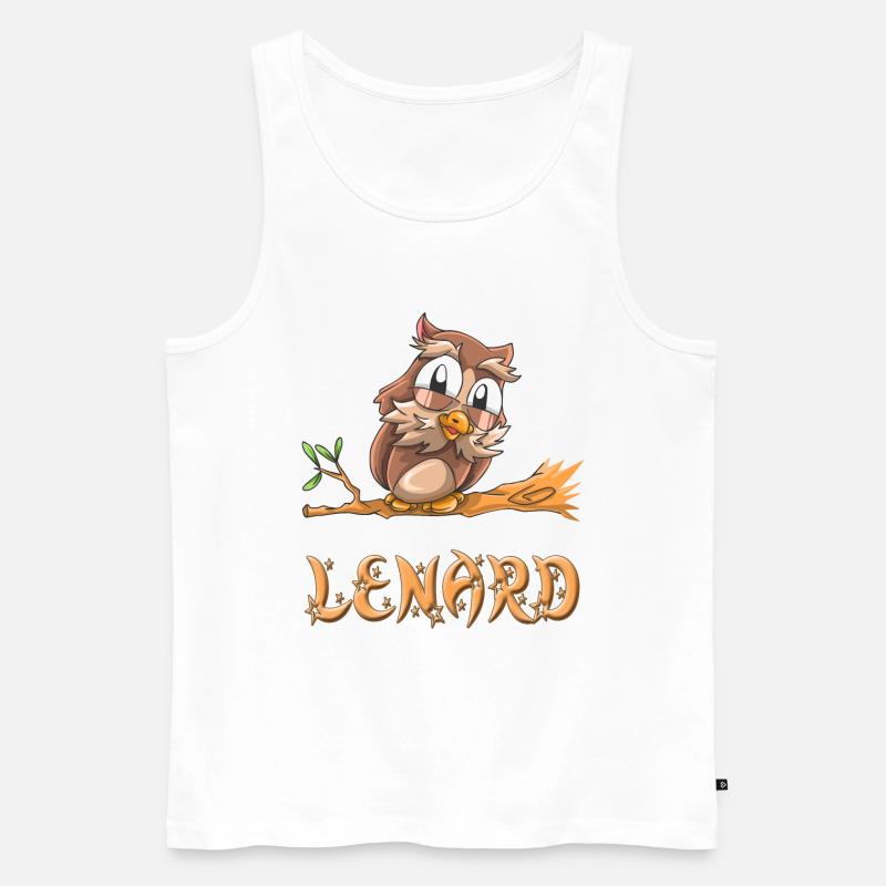 Eule Lenard - Männer Premium Bio Tank Top - Weiß