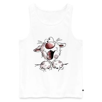 Funny Fluffy Cat - Cats - Cat - Kitten - Men's Premium Organic Tank Top - white - Front - AI Model Male 178 light (178cm)