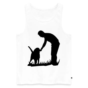 Les meilleurs amis - chien et propriétaire silouette - Débardeur bio Premium Homme - blanc - Devant - AI Model Male 178 light (178cm)