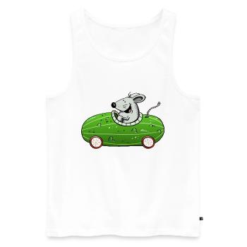 Souris Jouer concombre ne olle - Voiture - Voitures - Drôle - Débardeur bio Premium Homme - blanc - Devant - AI Model Male 178 light (178cm)