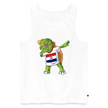 Croatia Dabbing turtle - Men's Premium Organic Tank Top - white - Front - Michal (187cm)
