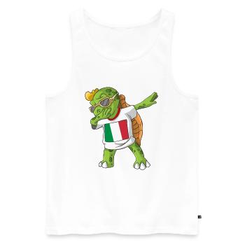 Italy Dabbing turtle - Men's Premium Organic Tank Top - white - Front - Michal (187cm)
