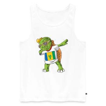 St. Vincent and the Grenadines Dabbing turtle - Men's Premium Organic Tank Top - white - Front - AI Model Male 178 light (178cm)