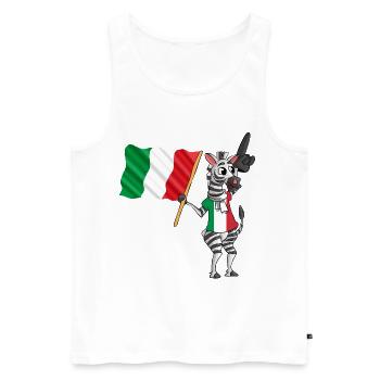 Italiens Zebra - Débardeur bio Premium Homme - blanc - Devant - AI Model Male 178 light (178cm)