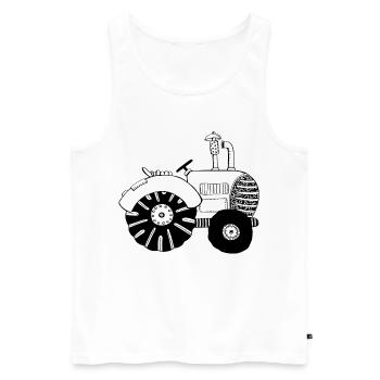 Tracteur chic - tracteur - tracteur - Bulldog - Débardeur bio Premium Homme - blanc - Devant - Michal (187cm)