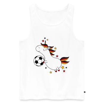 Deutschland Einhorn Ball Fußball Mädchen lustig - Männer Premium Bio Tank Top - Weiß - Vorne - Michal (187cm)