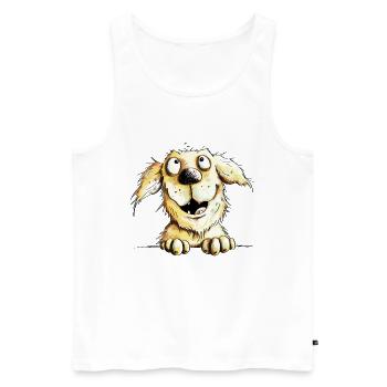 Heureux chien Golden Retriever - Débardeur bio Premium Homme - blanc - Devant - Michal (187cm)