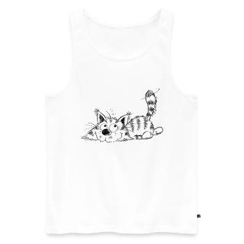 Drôle petit chat - dessin animé - Débardeur bio Premium Homme - blanc - Devant - Michal (187cm)