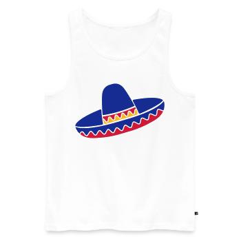 Sombrero Azul de Fiesta - Men's Premium Organic Tank Top - white - Front - AI Model Male 178 light (178cm)