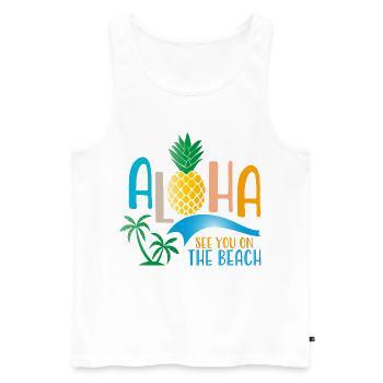 Beach - Männer Premium Bio Tank Top - Weiß - Vorne - AI Model Male 178 light (178cm)