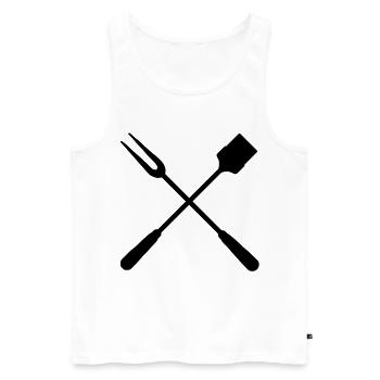 Couverts de barbecue - Débardeur bio Premium Homme - blanc - Devant - AI Model Male 178 light (178cm)