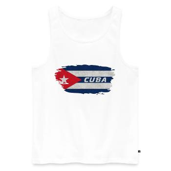 Cuba Drapeau / Caraïbe Cadeau - Débardeur bio Premium Homme - blanc - Devant - AI Model Male 178 light (178cm)