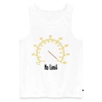 Compteur de vitesse, sans limite - Débardeur bio Premium Homme - blanc - Devant - AI Model Male 178 light (178cm)