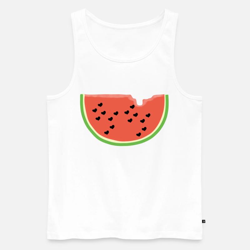 Melone mit Herz - Geschenk - Wassermelone - Comic - Männer Premium Bio Tank Top - Weiß