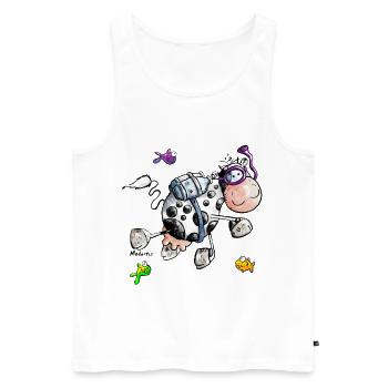 Seekuh - Kuh - Taucher - Cartoon - Männer Premium Bio Tank Top - Weiß - Vorne - Michal (187cm)