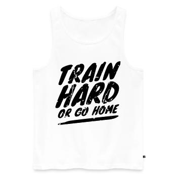 Devis fitness - Débardeur bio Premium Homme - blanc - Devant - Michal (187cm)