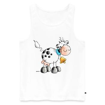 Erna - Kuh - Kühe - Milchkuh - Cartoon - Männer Premium Bio Tank Top - Weiß - Vorne - AI Model Male 178 light (178cm)