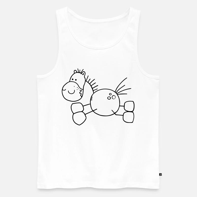 Dickes Cartoon Pferd - Pony - Pferde - Männer Premium Bio Tank Top - Weiß