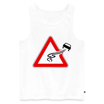 Panneau de signalisation danger de glisser, route glissante - Débardeur bio Premium Homme - blanc - Devant - Michal (187cm)